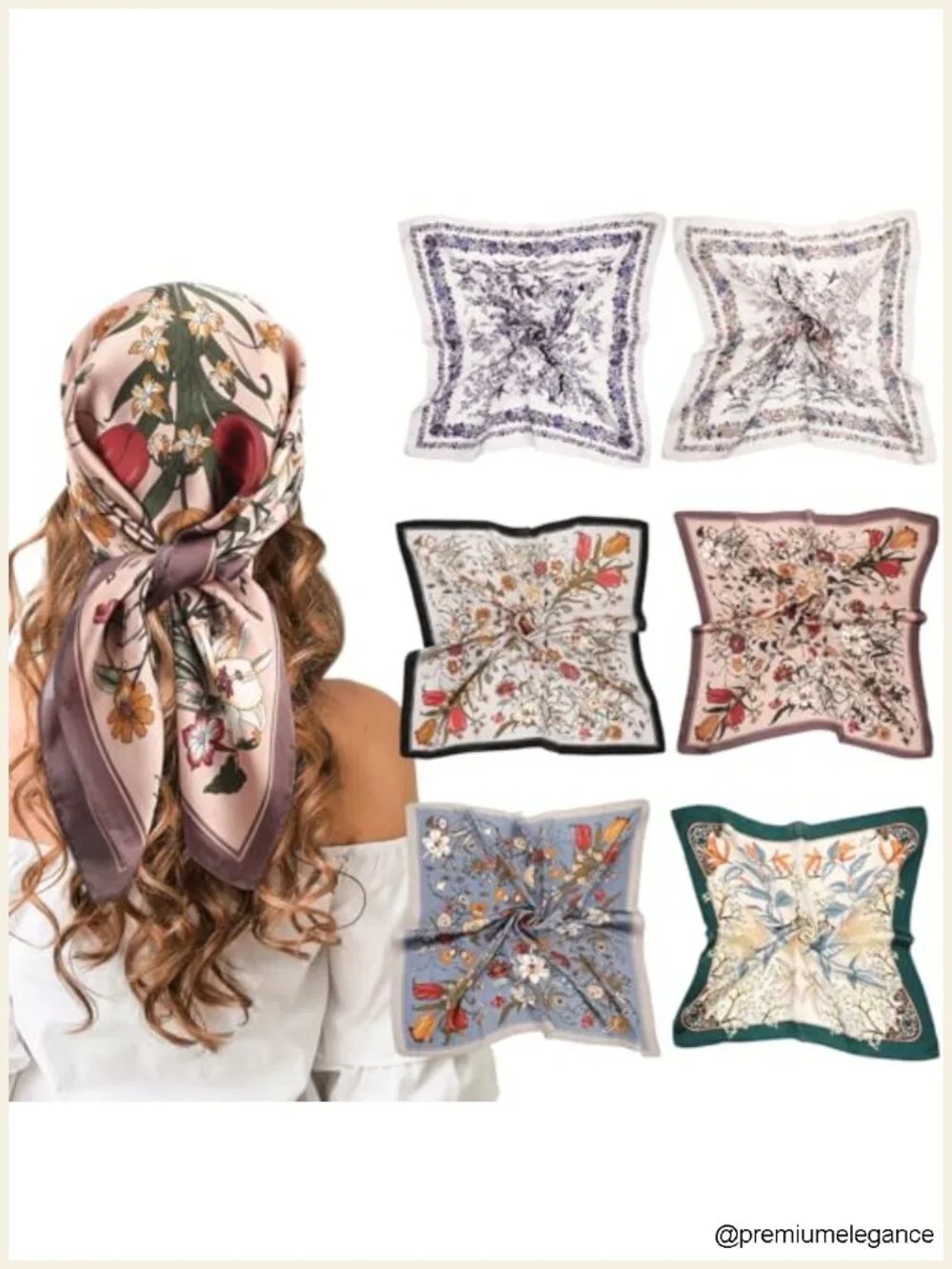 Satin Square Scarf Wrap Silk Feel Polyester Hair Headscarf Neck Scarf